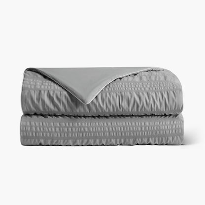 Seersucker Cooling Comforter-Dark Grey