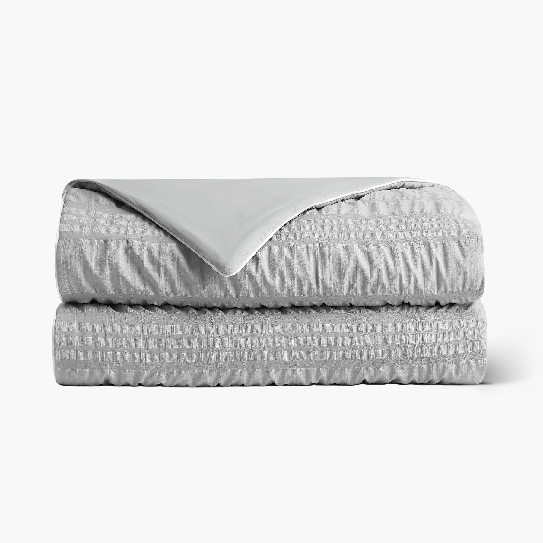 Seersucker Cooling Comforter-Light Grey