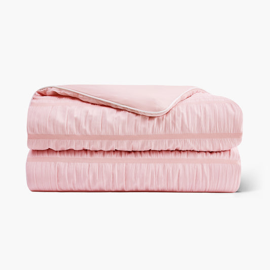 Seersucker Cooling Comforter-Pink