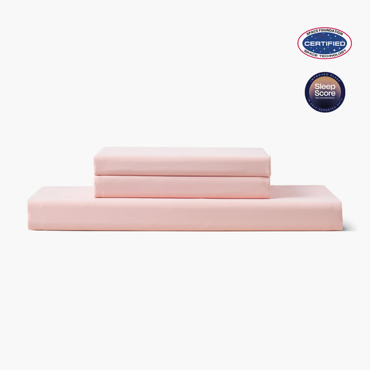 Dream Valley® Cooling Fitted Sheet with Pillowcase Set-Pink Blush