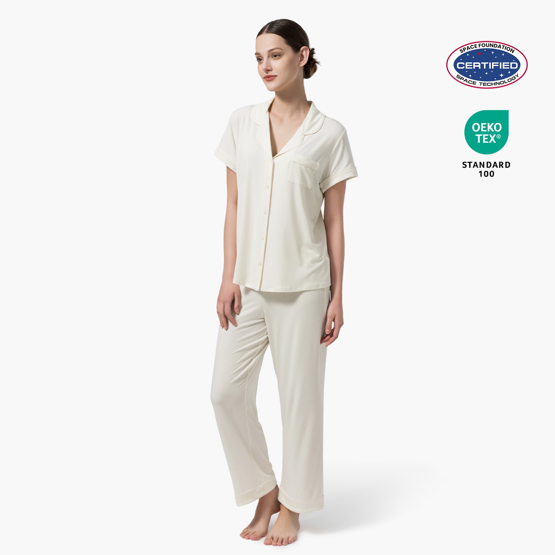 Dream Valley® Outlast® Women's Long Pajama Set-Ivory